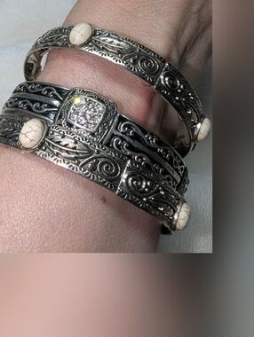 PrimalNeed Boho Western & Vintage Filigree Stretch Bracelet Bundle - Set of 3
